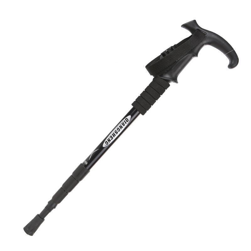 Folding Walking Stick Telescopic Adjustable Antishock Hiking Grip Pole Trekking - Red