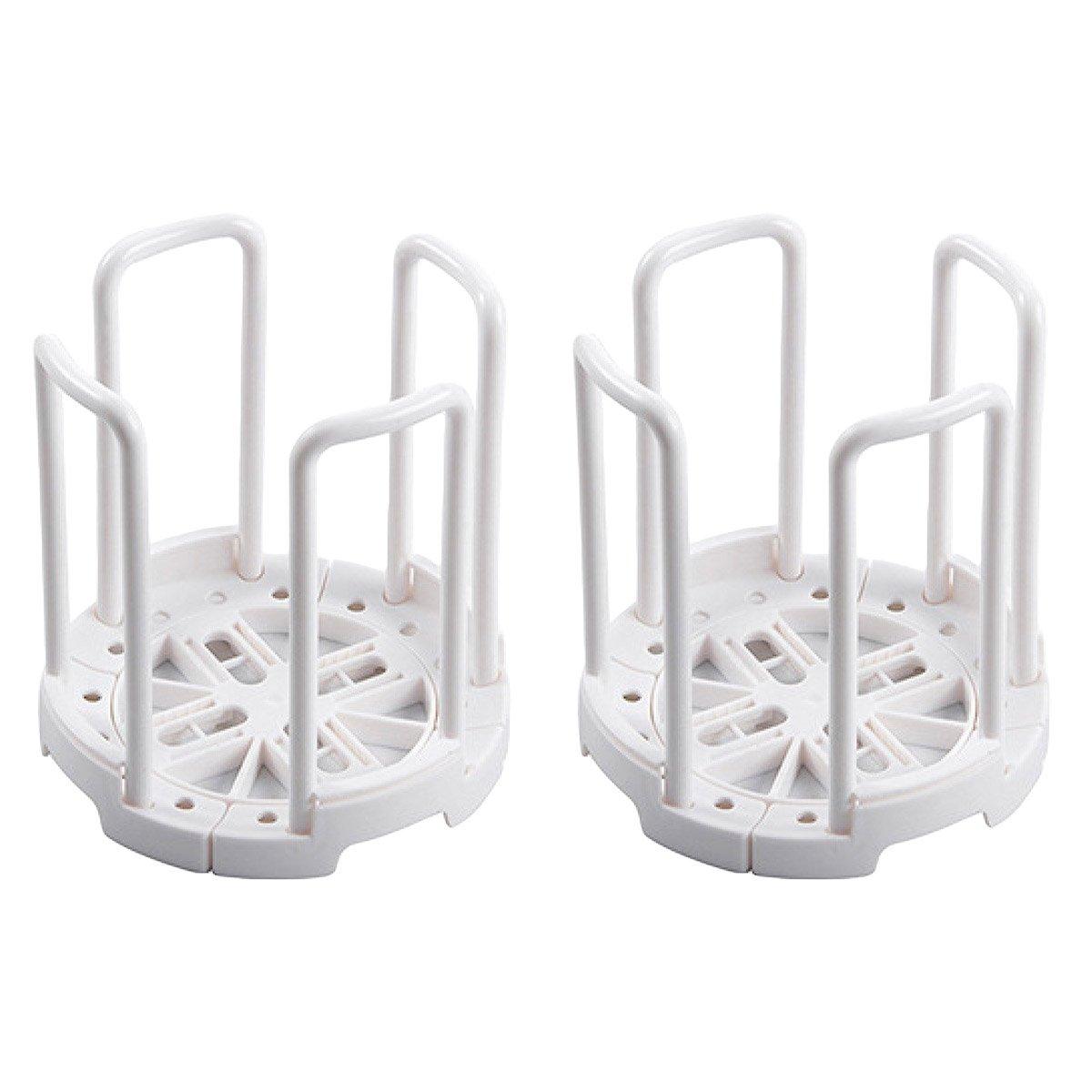 2pcs Kitchen Dish Drying Rack with Drainage Storage Cup Holder Organizer Stand - White