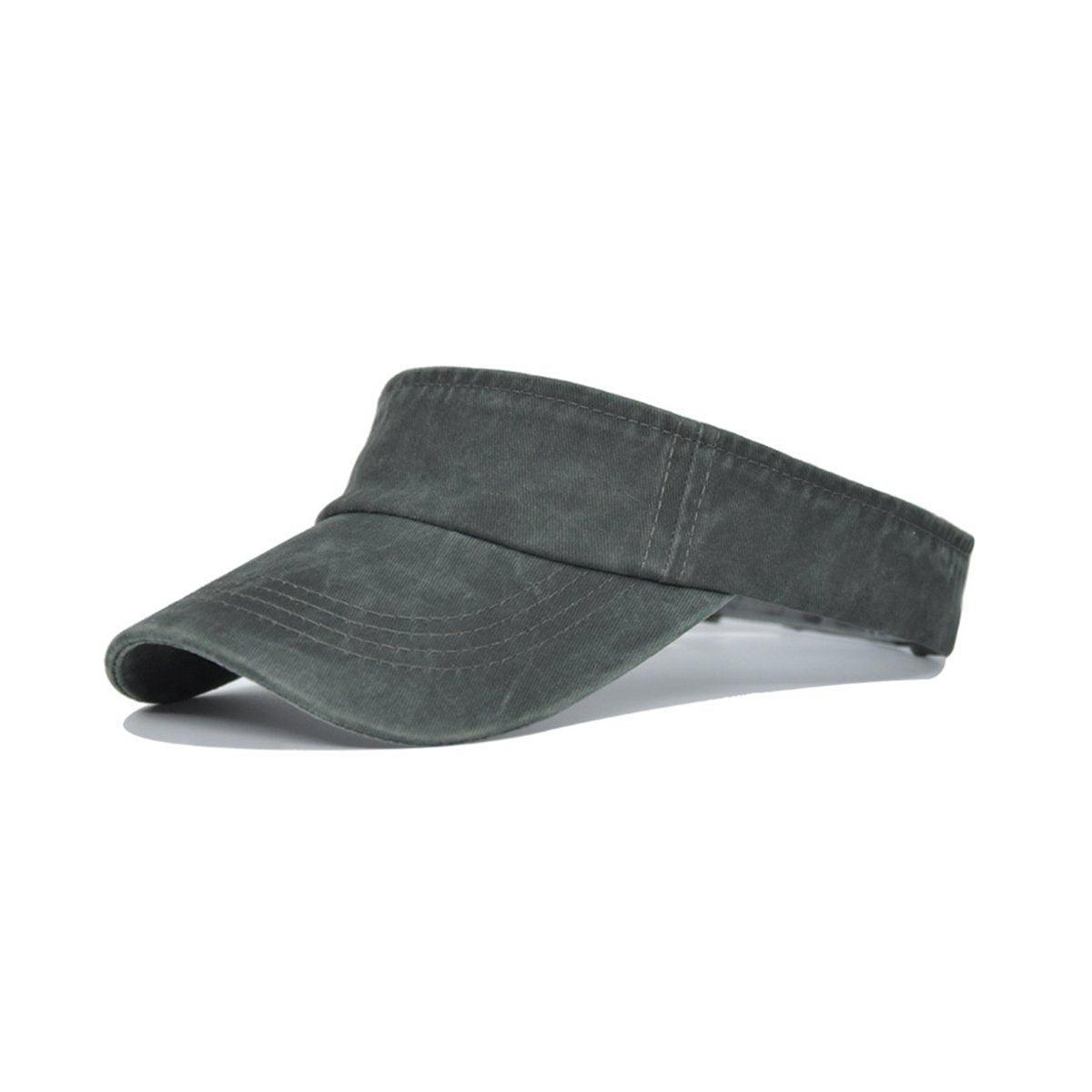 Unisex Summer Denim Sun Visor Cap Breathable Washed Running Hat UV Protection - Khaki