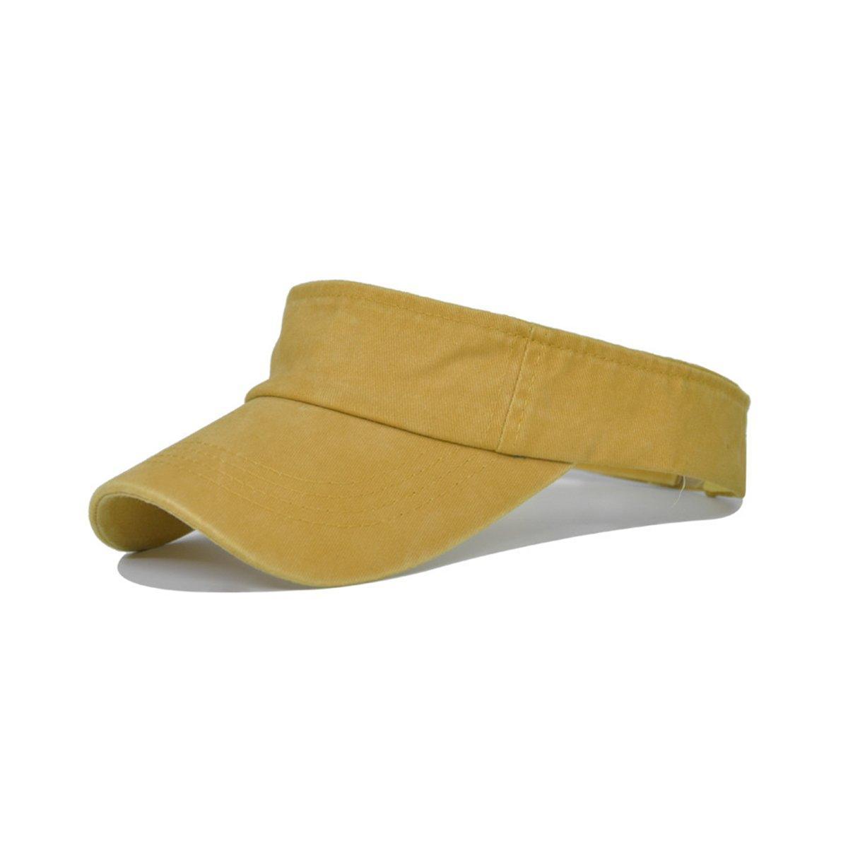 Unisex Summer Denim Sun Visor Cap Breathable Washed Running Hat UV Protection - Orange