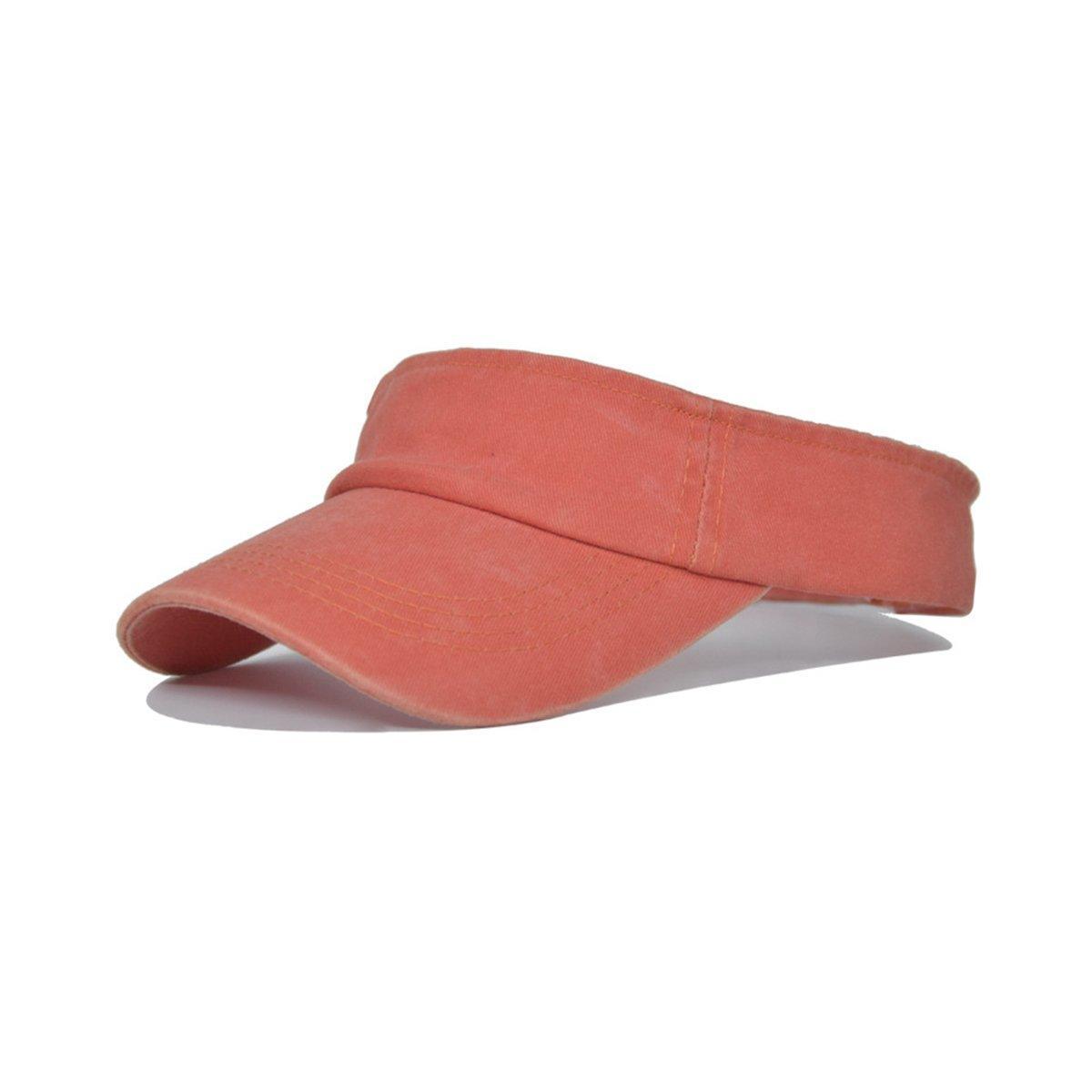 Unisex Summer Denim Sun Visor Cap Breathable Washed Running Hat UV Protection - Wine Red