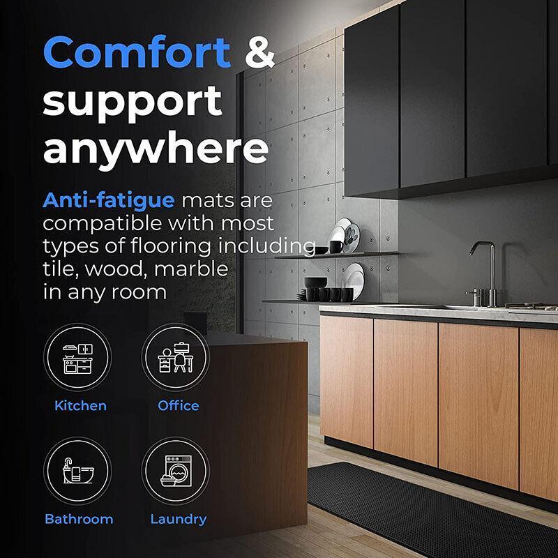 44x75cm Non-Slip Waterproof Kitchen Door Mat Floor Rug Carpet Anti-Oil Easy Clean - Grey