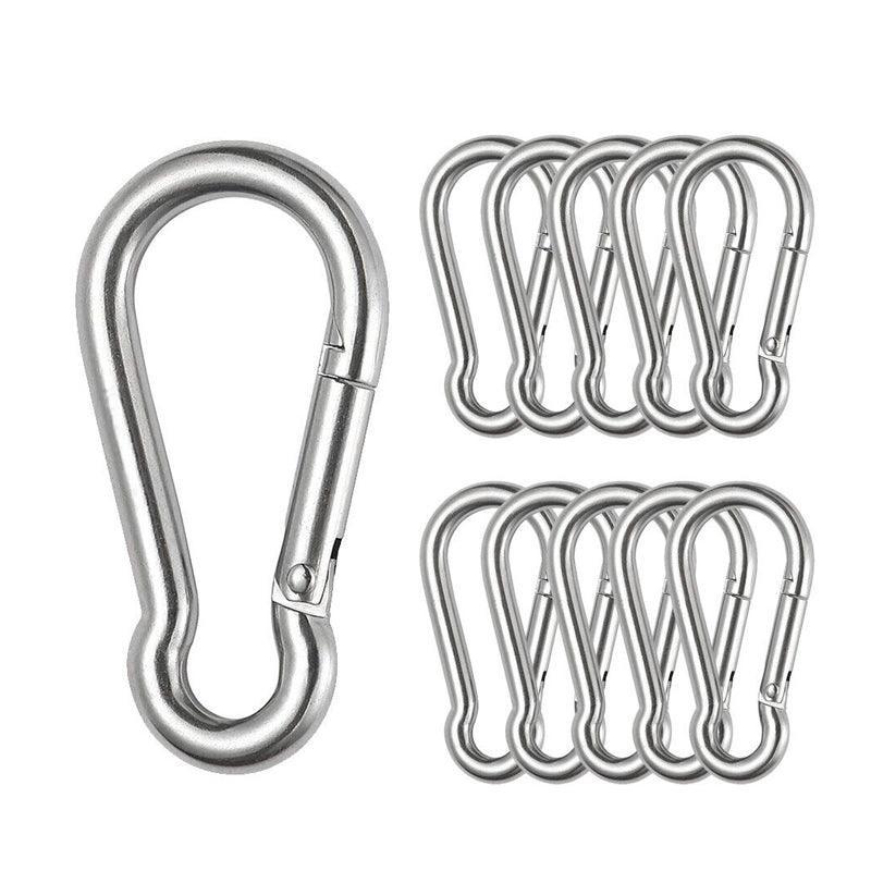10Pcs Stainless Steel Carabiner Snap Hooks with Keychain for Camping