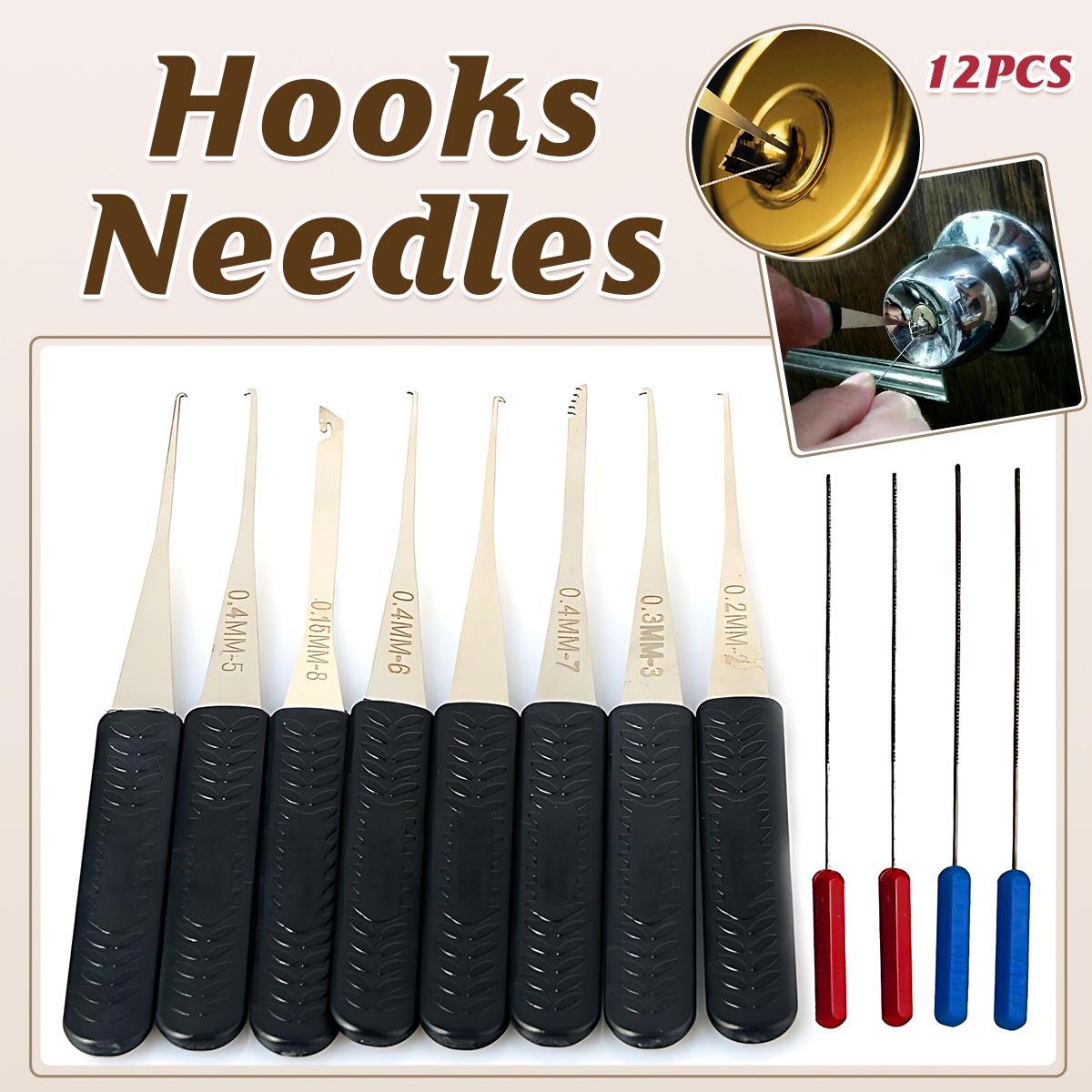 12PCS Kit Hand Lock Broken Key Extractor Removal Remover Hooks Needles Tool