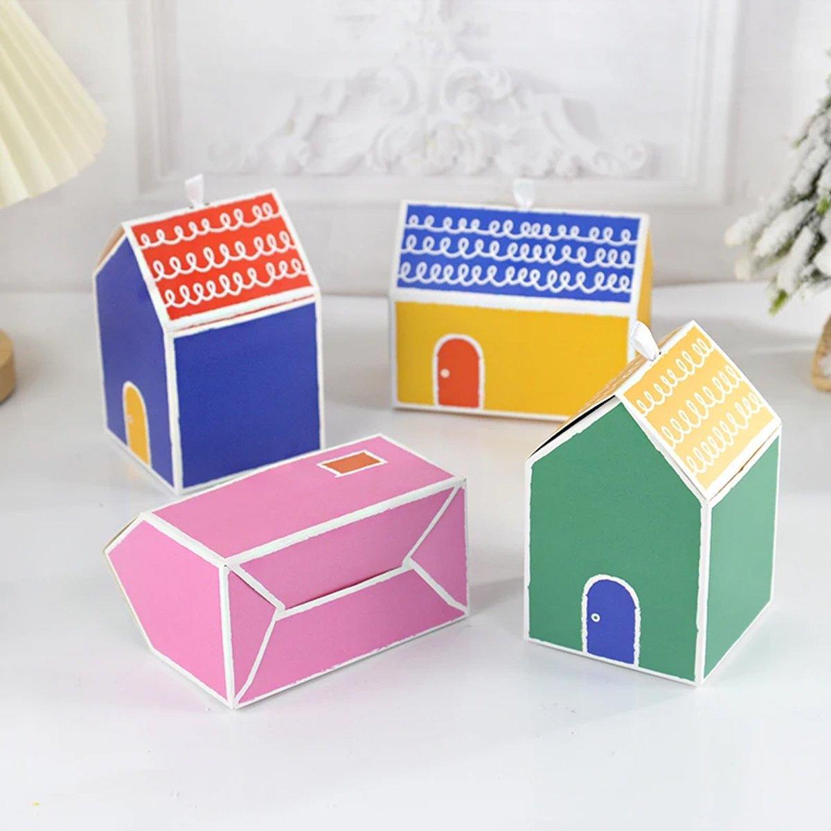 40PCS Colorful Small House Gift Boxes Candy Packing Party Favors Treat Box