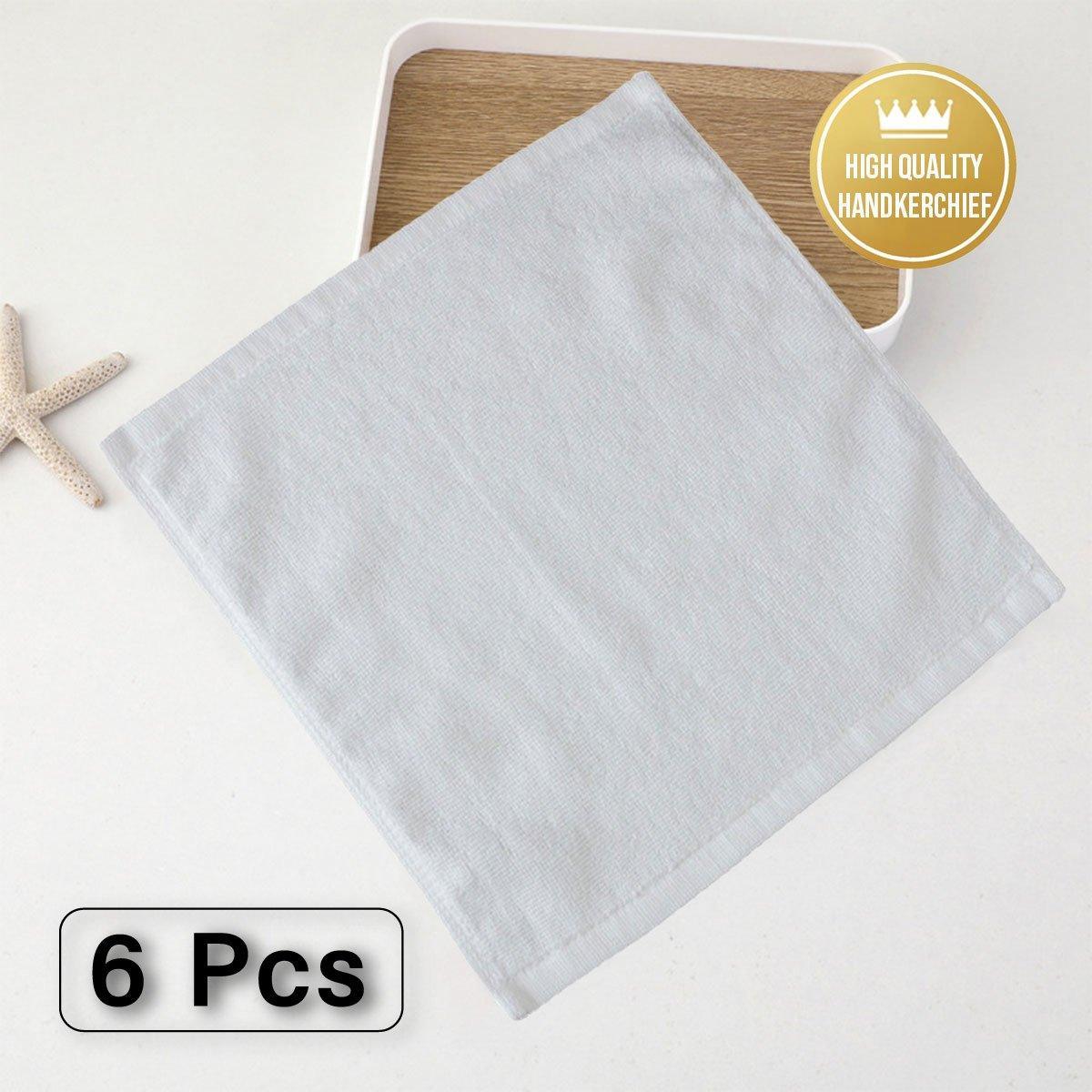 6PCS Hotel Cotton Face Towel White Soft Square Cloth Beauty Salon KTV Thick Wash - 35x35cm-Patternless-70g