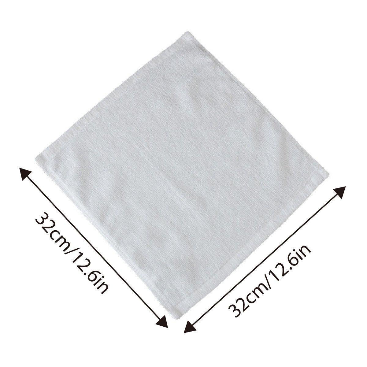 6PCS Hotel Cotton Face Towel White Soft Square Cloth Beauty Salon KTV Thick Wash - 35x35cm-Patternless-70g
