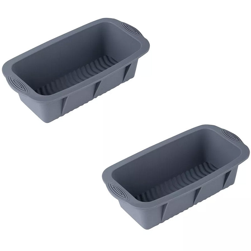 2pcs Large Capacity Ice Cube Tray Mold Rectangle Silicone Ice Grid Maker Kitchen - Grey