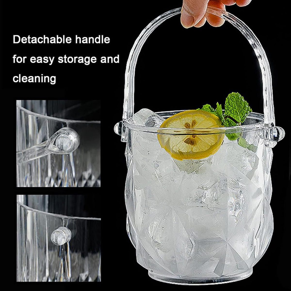 Acrylic Ice Bucket Transparent Champagne Cooler Home Bar Wine Chiller Bucket - Crystal