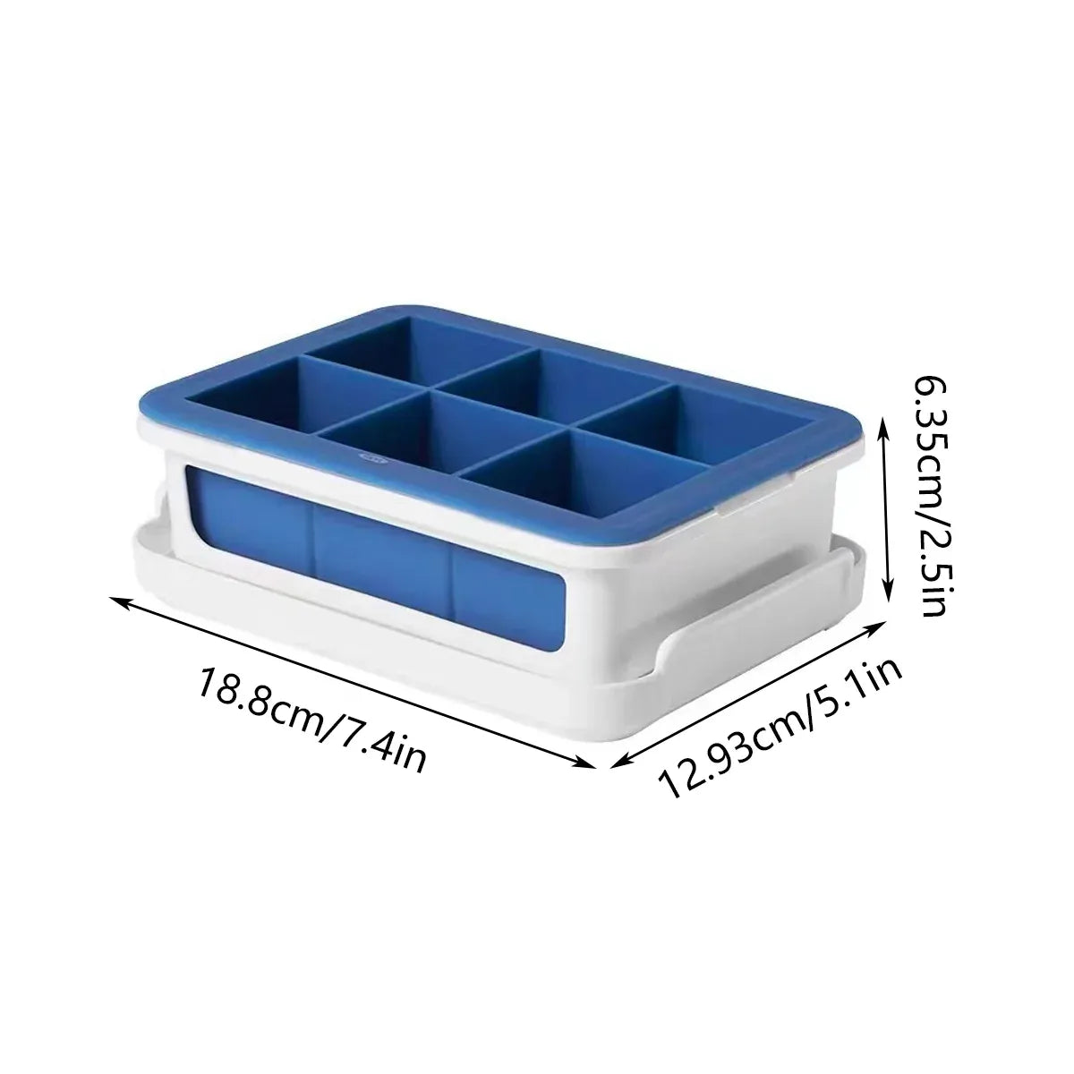 3-Piece 6-Cell Ice Cube Tray Set with Lid and Storage Container