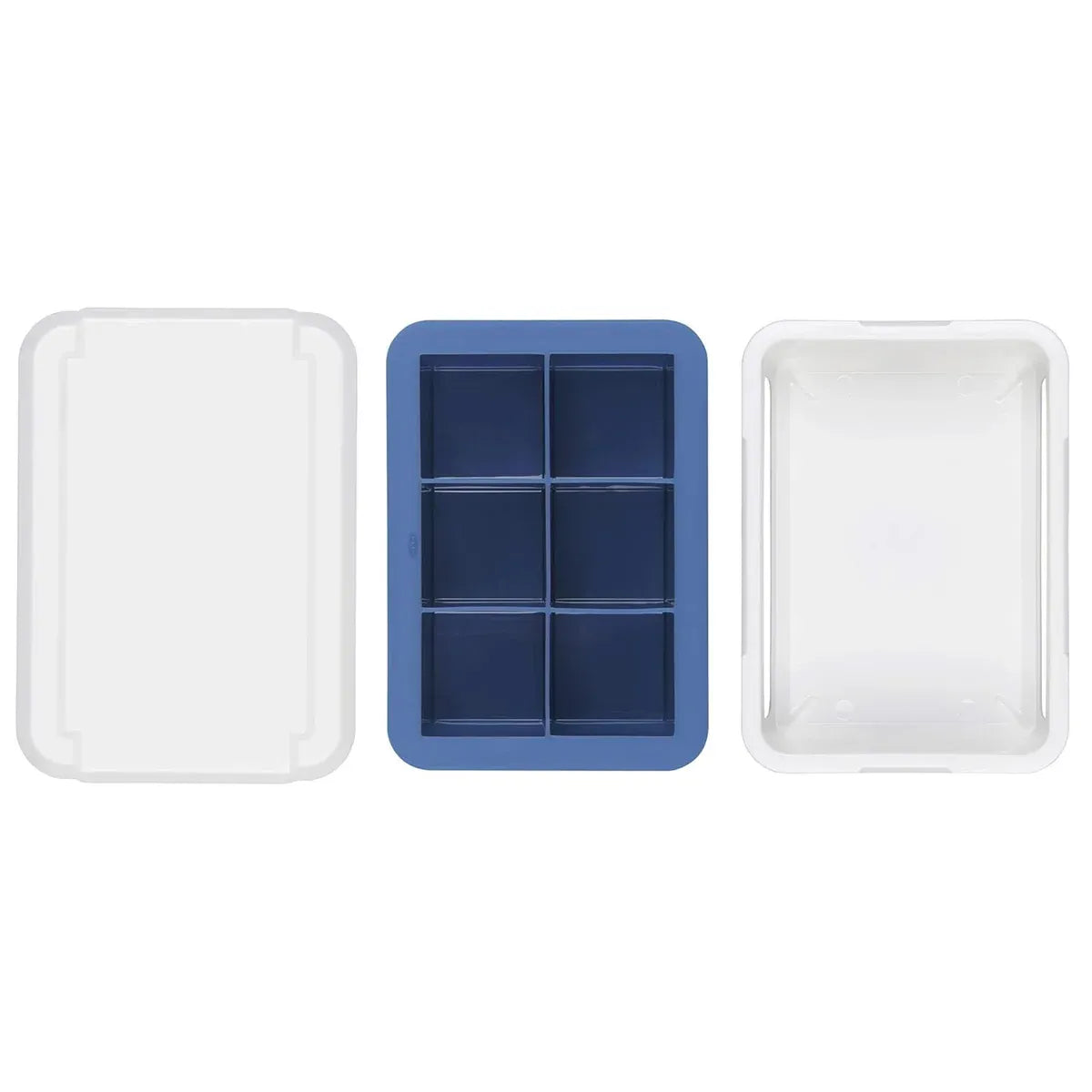 3-Piece 6-Cell Ice Cube Tray Set with Lid and Storage Container