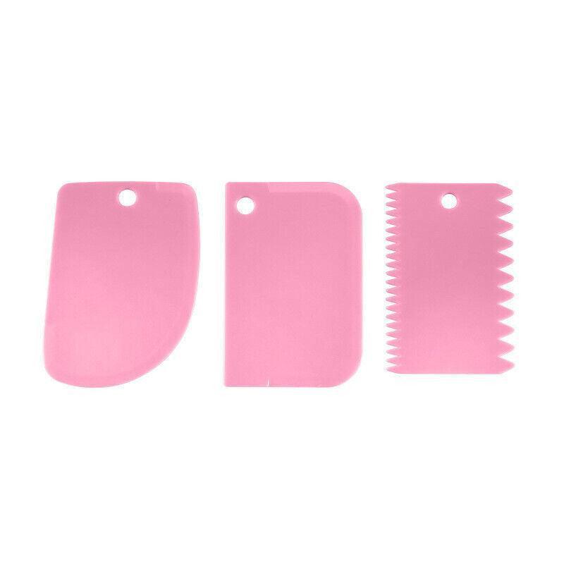 3Pcs Dough Cutter Icing Scraper Kitchen Tool Pastry Bowl Divider Bench Fondant - Yellow
