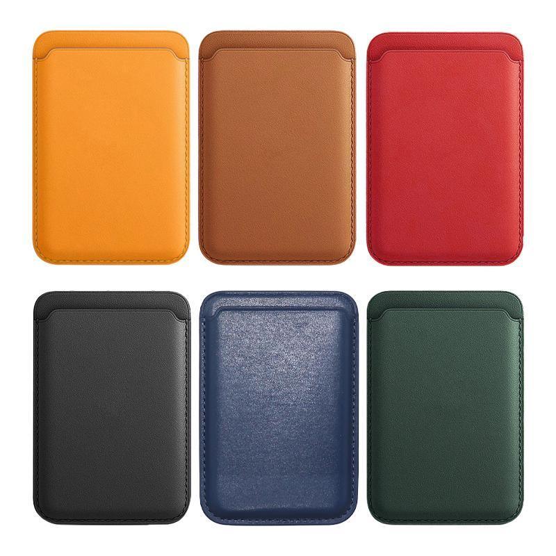 Leather Card Holder Wallet Pocket for iPhone 14 13 Pro Max with Snap-On Attachment - Blue