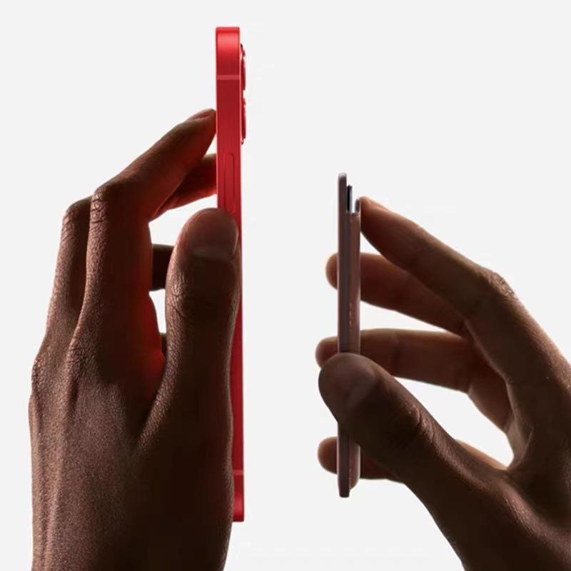 Leather Card Holder Wallet Pocket for iPhone 14 13 Pro Max with Snap-On Attachment - Light Brown