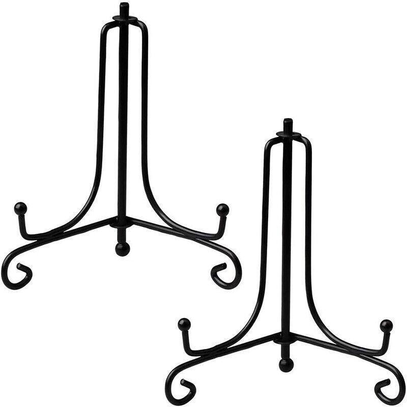 Plate Stands Iron Display Easel Photo Picture Bowl Dish Book Holder Frame Black - 7 Inch