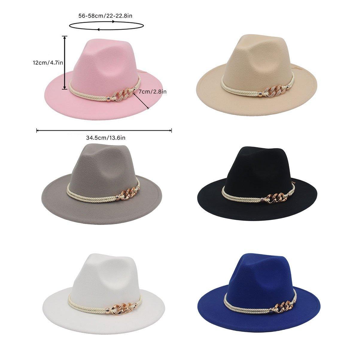Jazz Hat Autumn Winter Retro Large Brim Hat for Men and Women Stylish Headwear - White