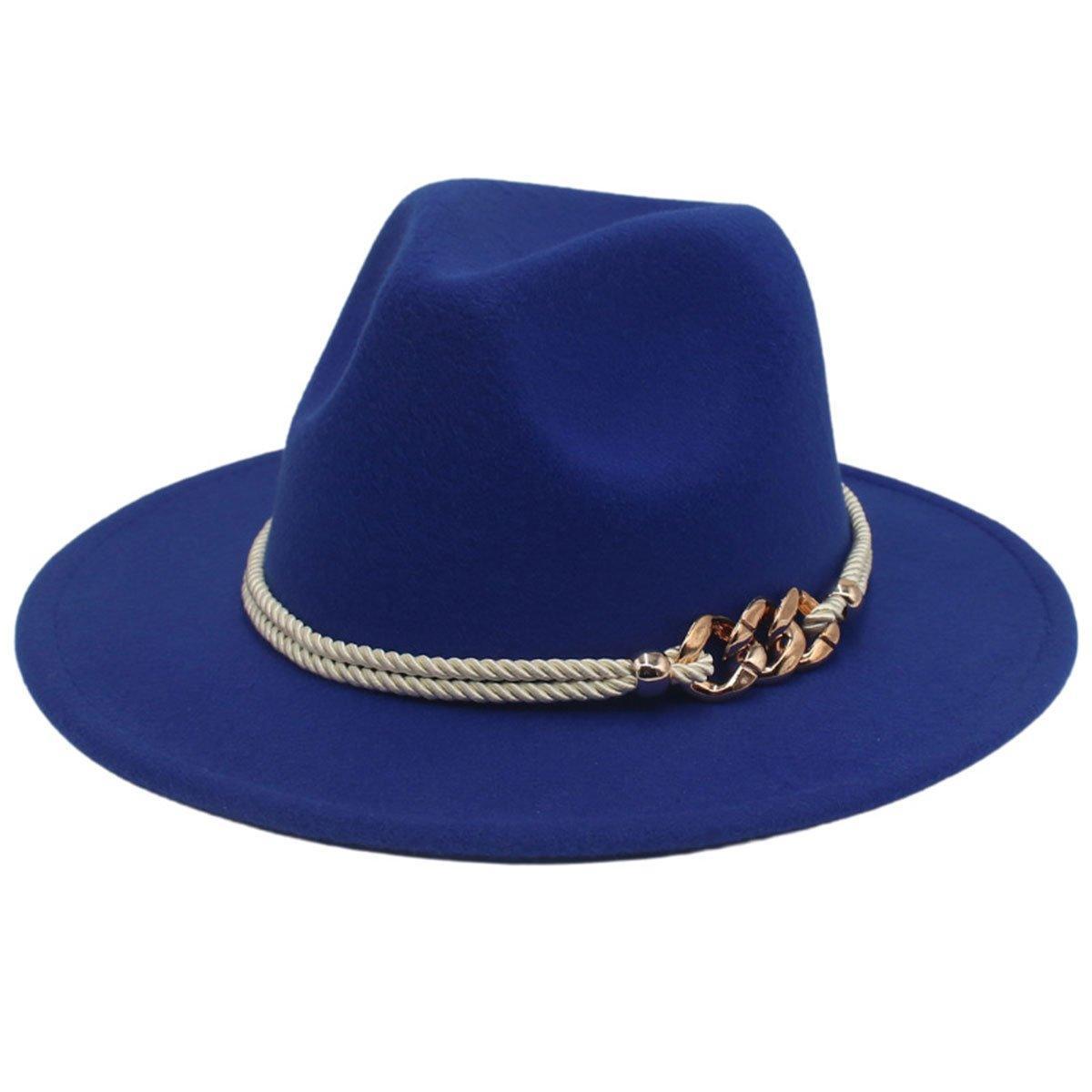 Jazz Hat Autumn Winter Retro Large Brim Hat for Men and Women Stylish Headwear - White