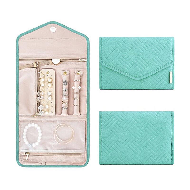 Periea Travel Jewellery Roll -Jewellery Travel Pouch Portable Case Box Organiser - Green