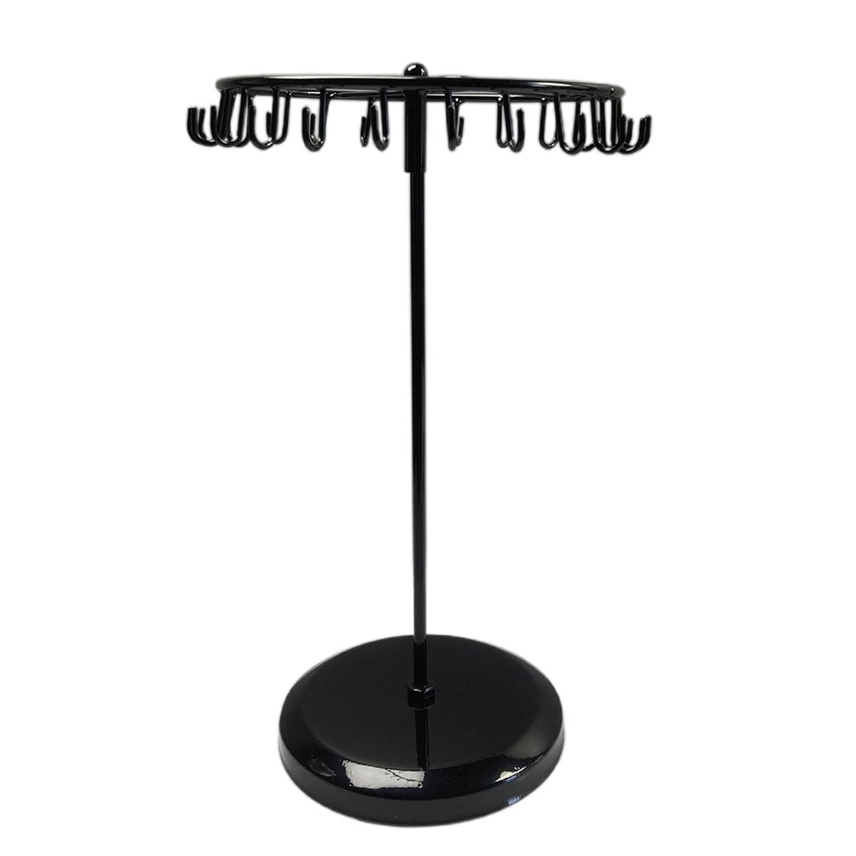 Iron Jewellery Rack Rotating Necklace Display Stand Jewellery Organiser Storage - Black