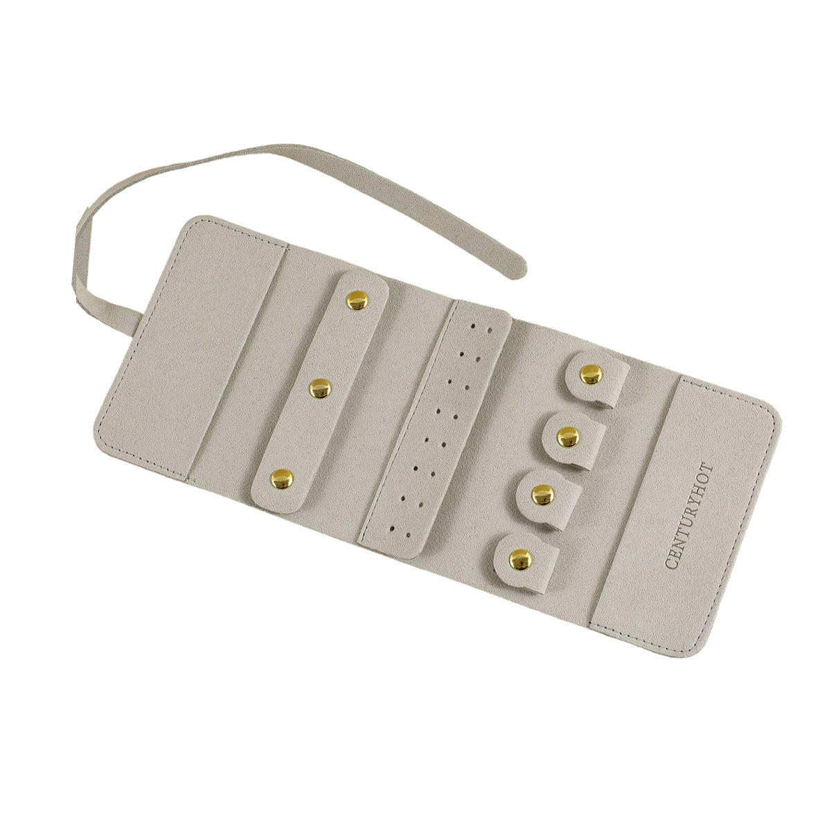 Portable Microfiber Jewelry Storage Bag Roll Organizer for Earrings Necklaces - Brown