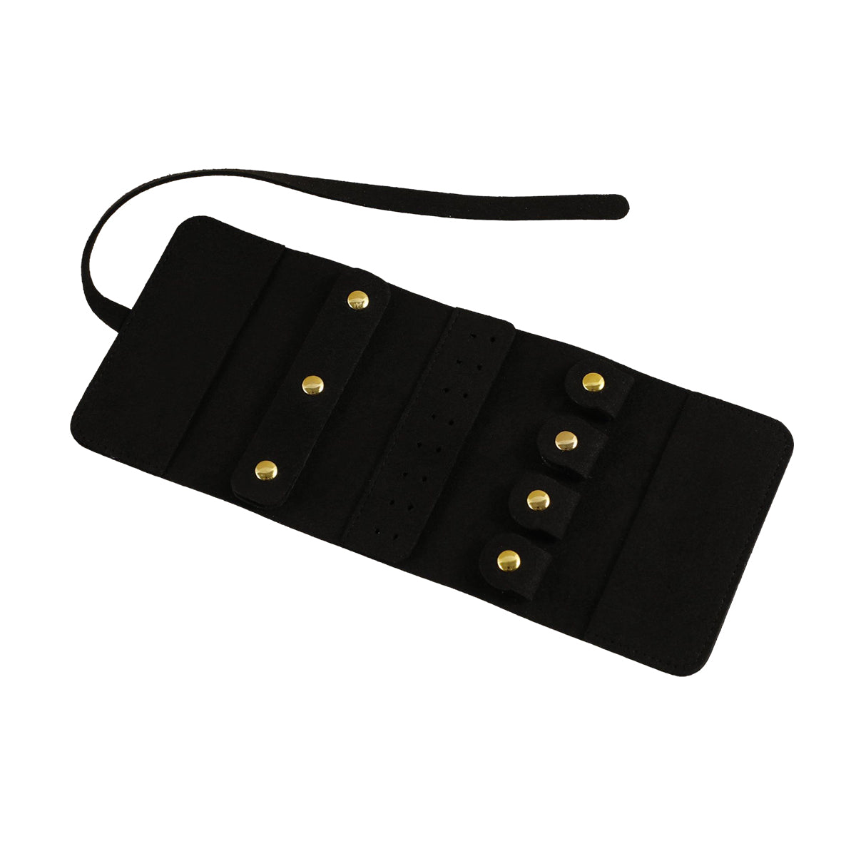 Portable Microfiber Jewelry Storage Bag Roll Organizer for Earrings Necklaces - Brown