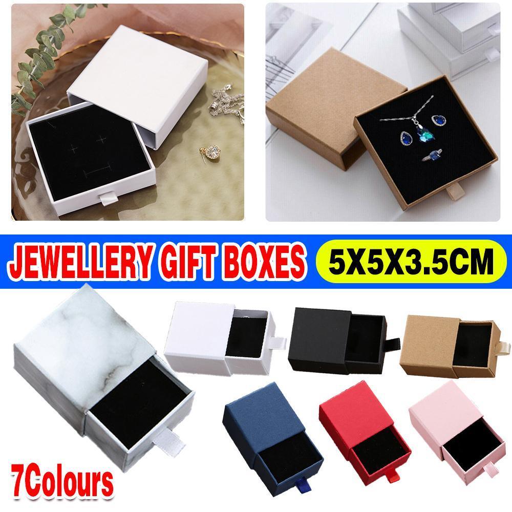 Jewellery Gift Box Necklace Ring Bracelet Bangle Earring Cardboard Box 5*5*3.5cm - Blue