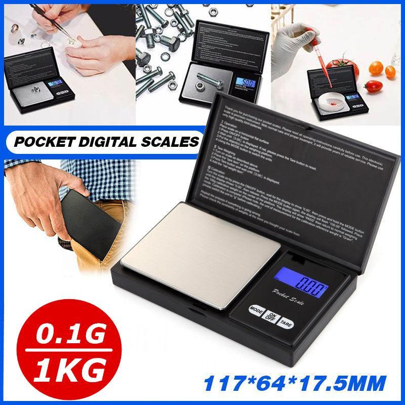 Mini Digital Pocket Scale 0.1g to 1000g Precision Jewellery Kitchen Herb Weighing Tool