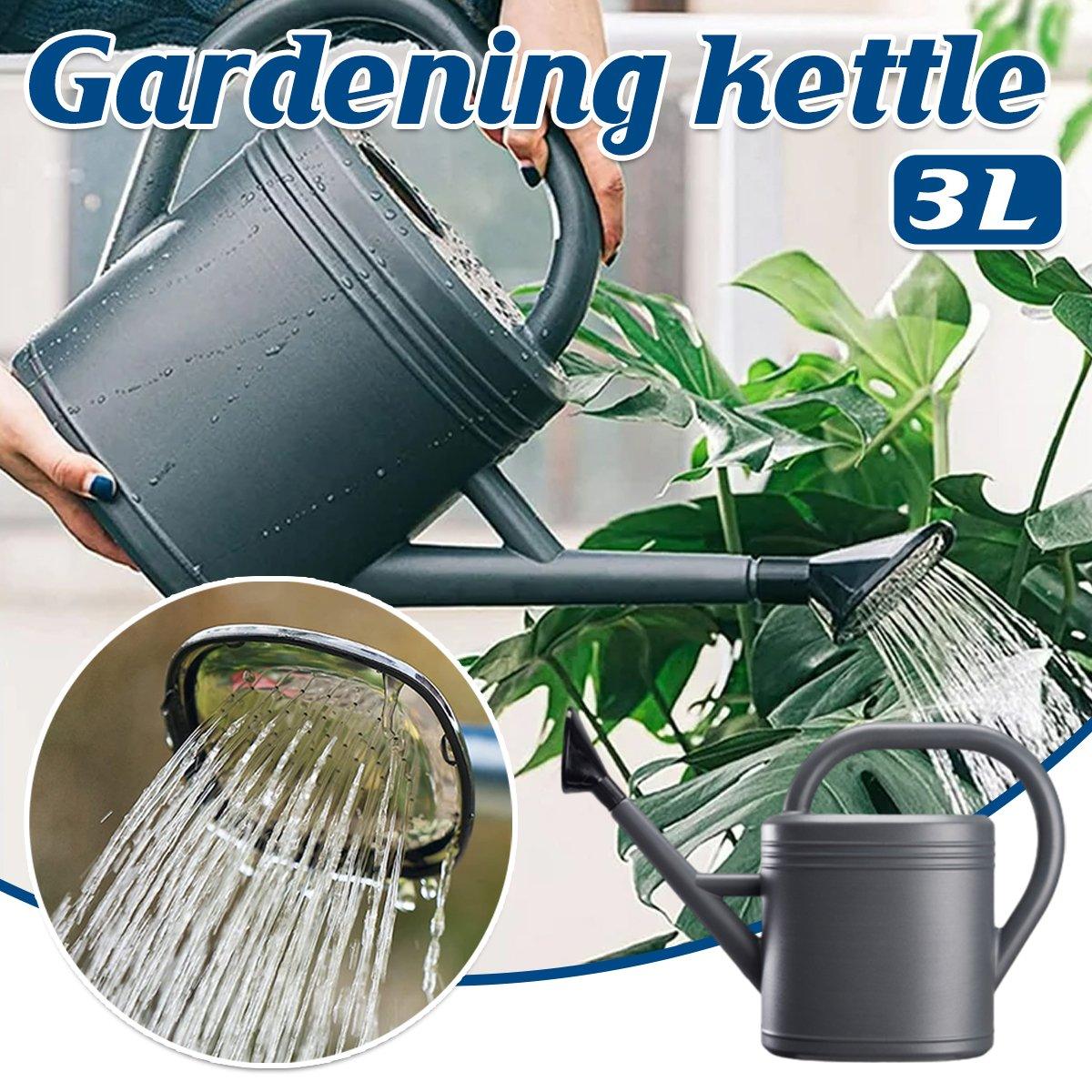 3L Gray Retro Watering Can Long Spout Large Capacity Shower Kettle for Garden