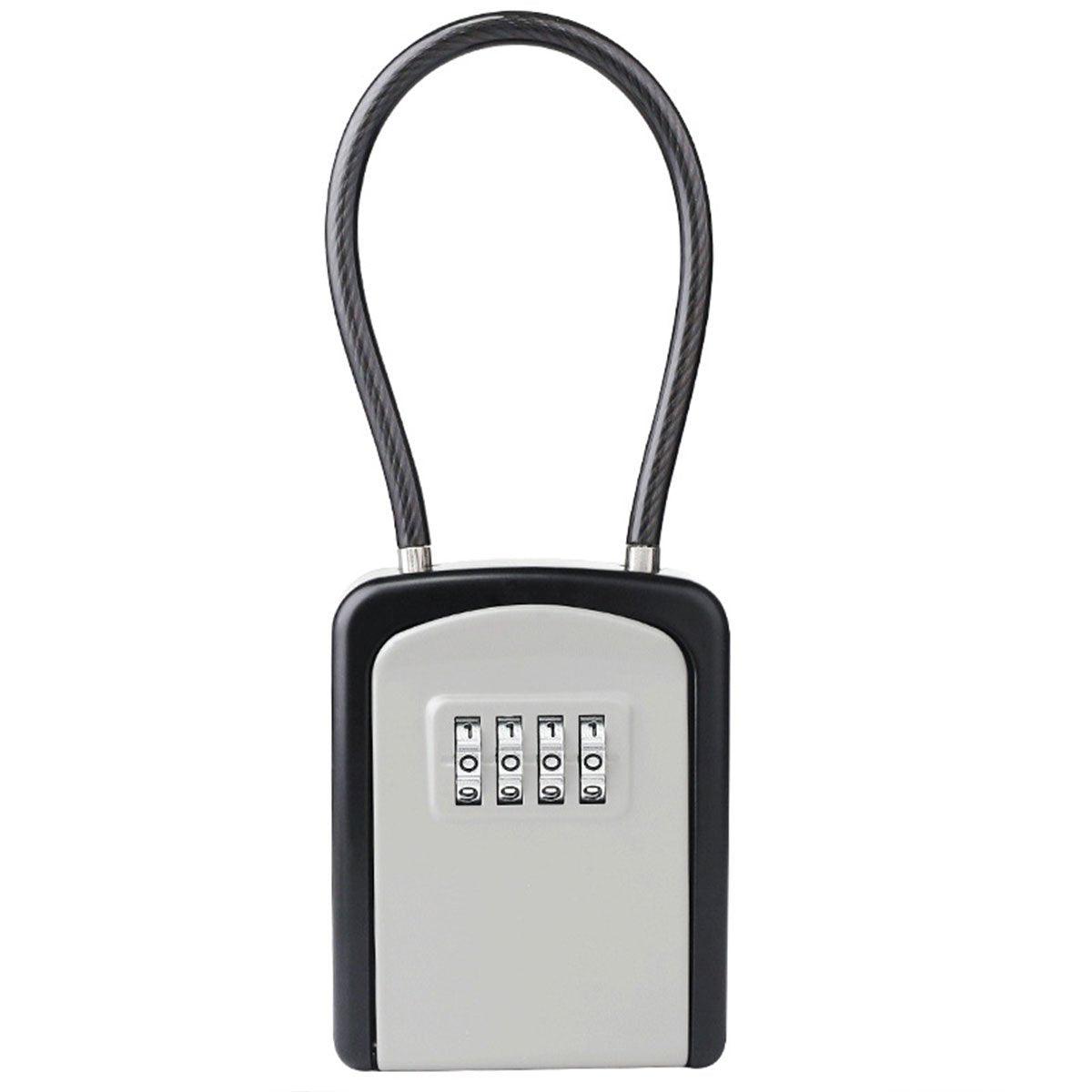 Portable Key Lock Box Hanging Combination Storage Organizer for Home Security - Black