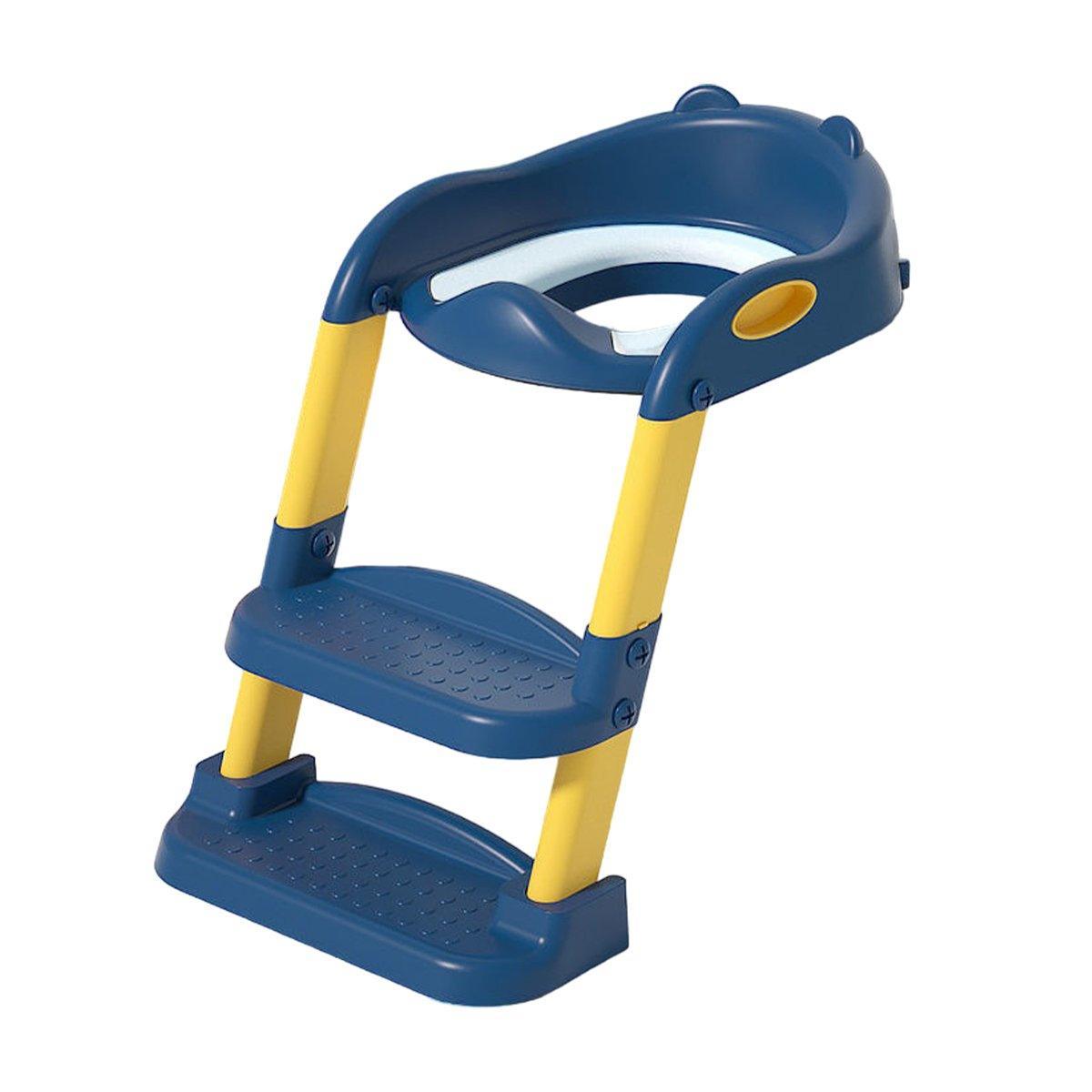 Potty Training Toilet Seat Chair with Ladder Step-Up Stool Foldable Design - Sky Blue