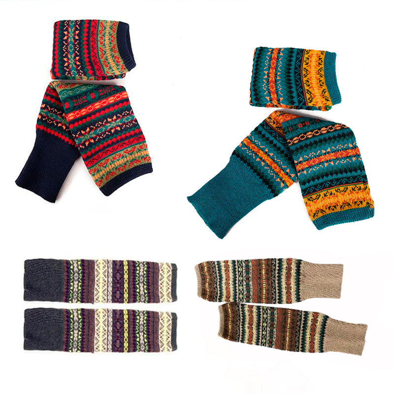 Women Ladies Winter Warm Knit Wool Leg Warmer Woolen Knee Knit Socks Leggings - Khaki