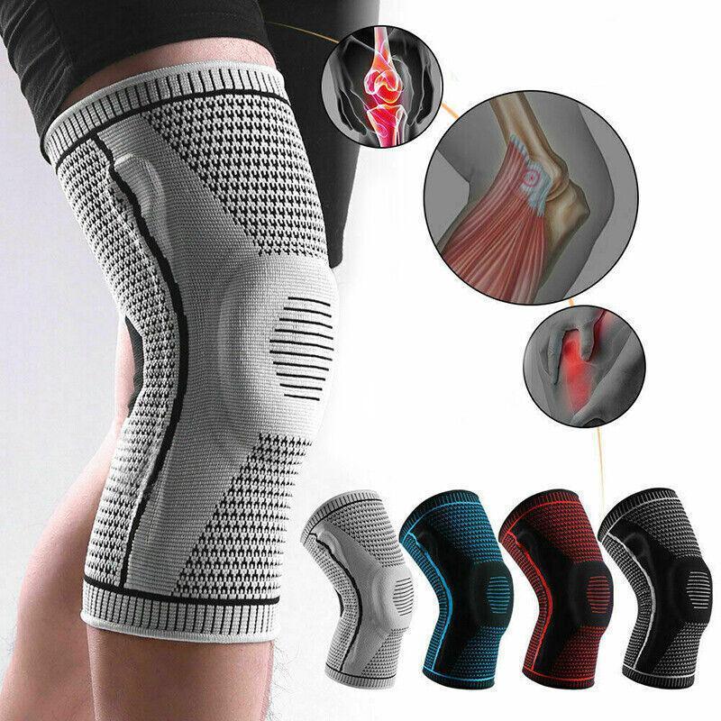 Red Knee Brace Knee Compression Sleeve Professional Sports Silicone Knee Support - XL