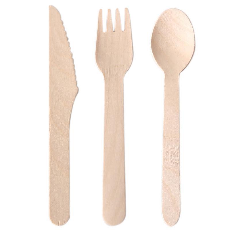 Wooden Cutlery Set Disposable Bamboo Wood Bulk Buy Forks Spoons Knives Party - 100PCS Knives