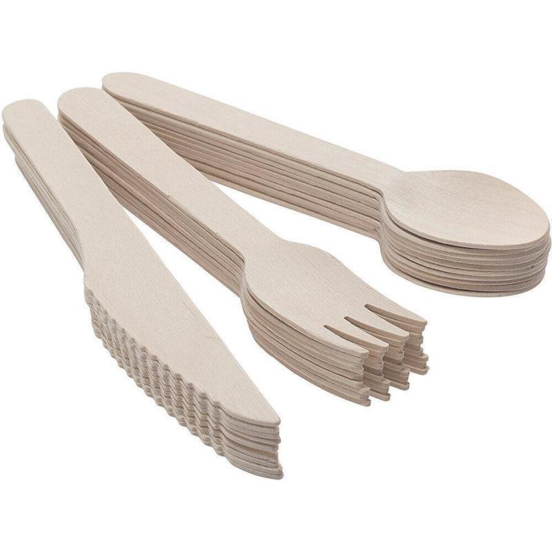 Wooden Cutlery Set Disposable Bamboo Wood Bulk Buy Forks Spoons Knives Party - 100PCS Knives