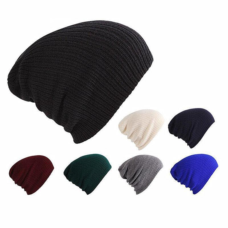 Winter Thermal Warm Women Men Hat Slouch Baggy Hat Beanie Ski Knitted Cap - Beige
