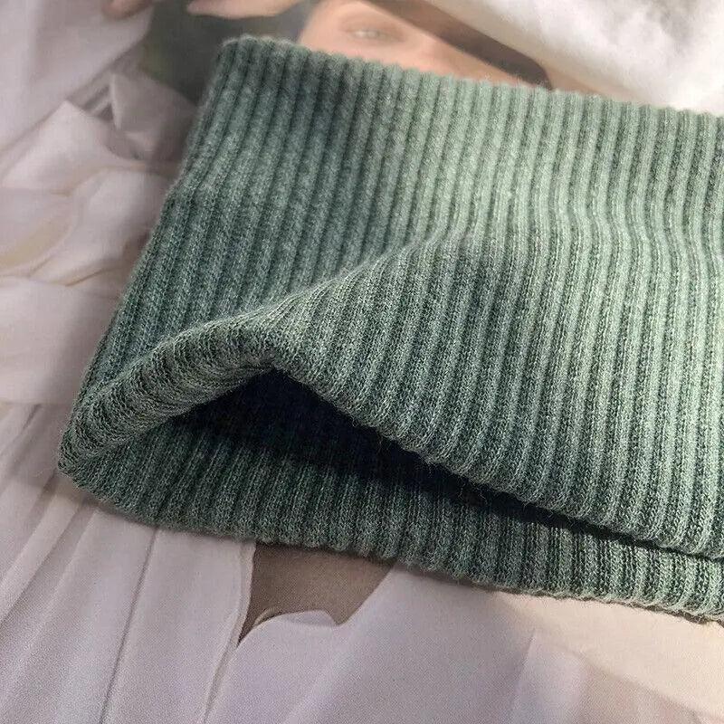 Women Headband Solid Wide Turban Knitted Cotton Hairband Girls Elastic Hair Band - Cyan