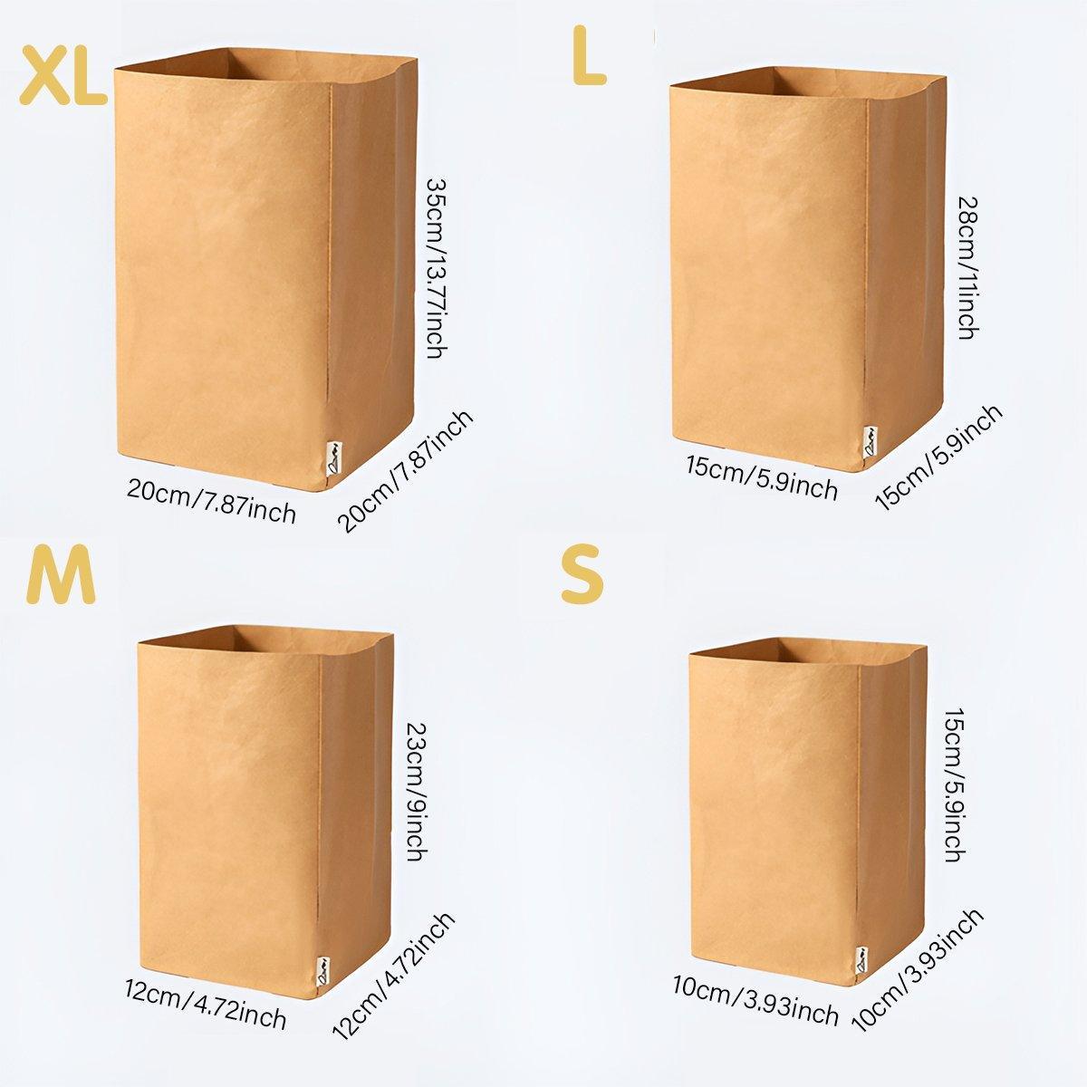 3pcs Washable Kraft Paper Storage Bag for Kitchen Desktop Refrigerator Organizer - XL-Square