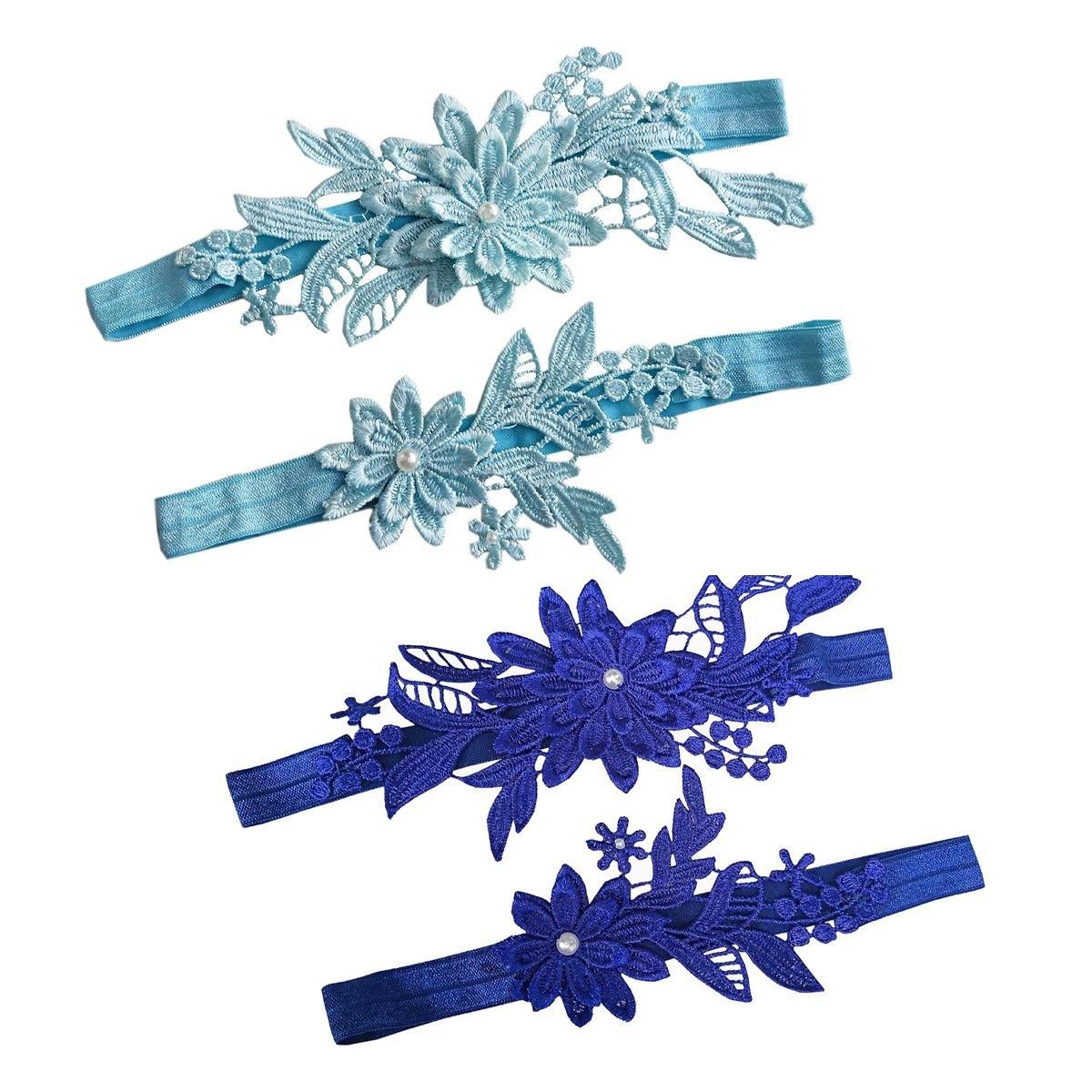 4-Piece Blue Lace Bridal Garter Set