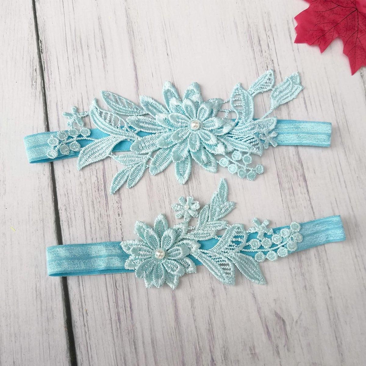 4-Piece Blue Lace Bridal Garter Set