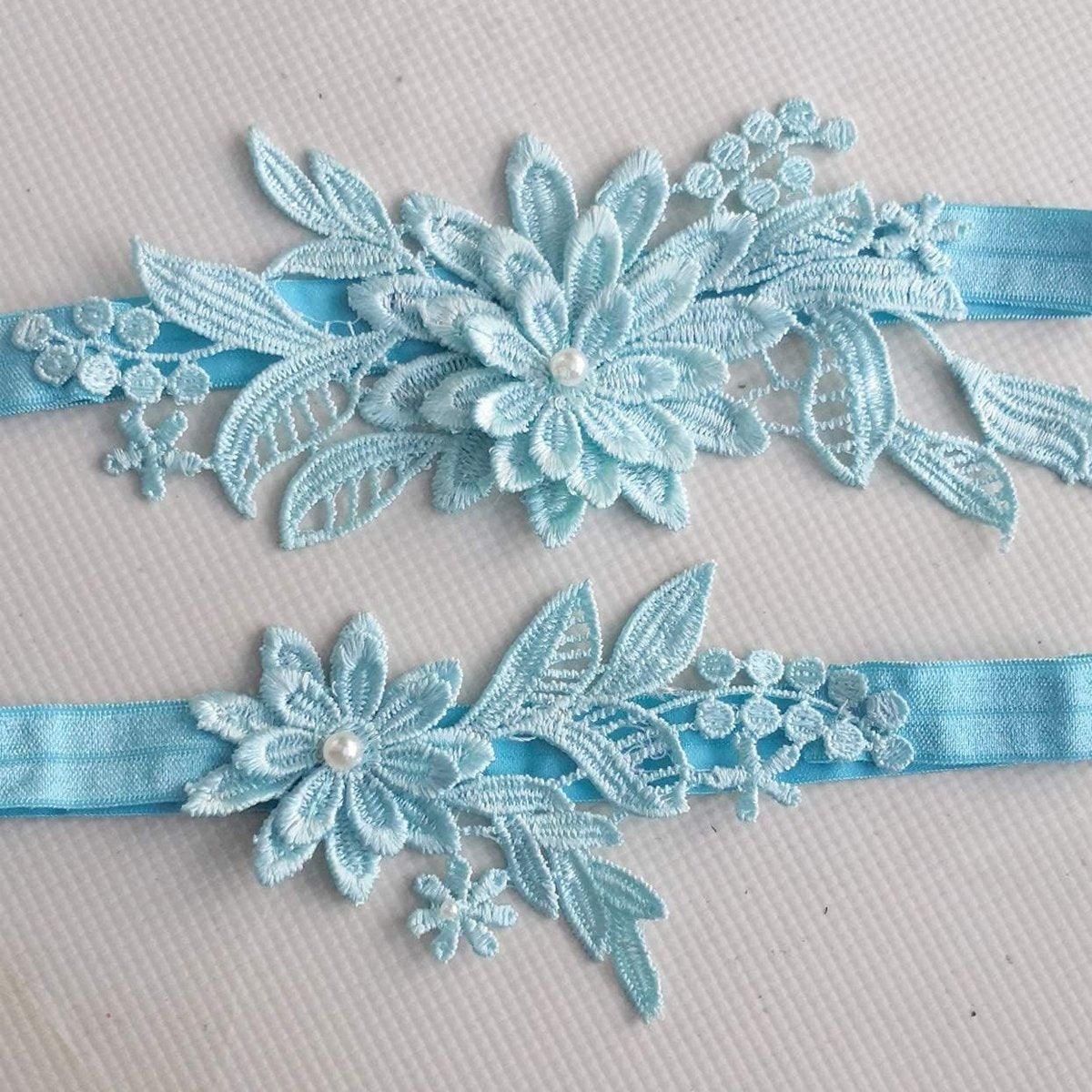 4-Piece Blue Lace Bridal Garter Set
