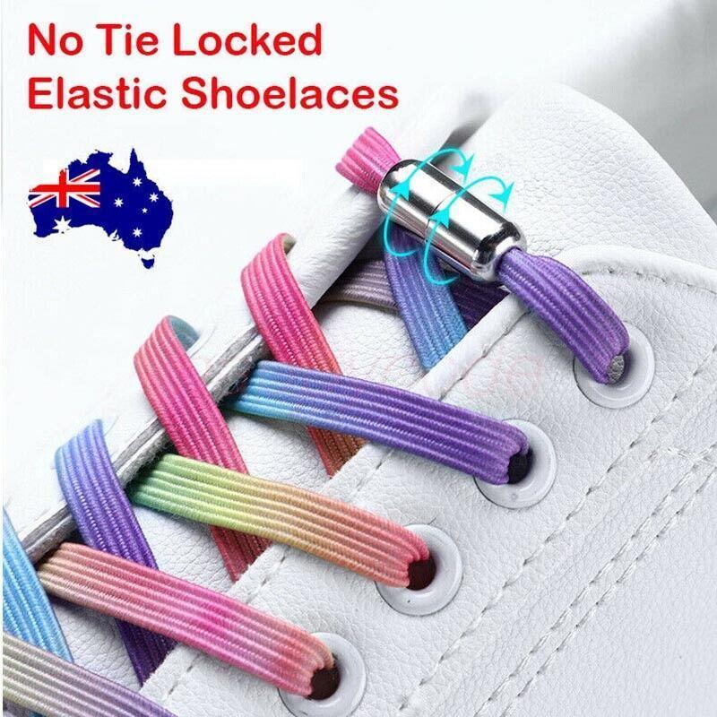 No Tie Locked Elastic Shoelace Shoe Lace Lazy Laces Sneakers Sports - NO.16 Sliver