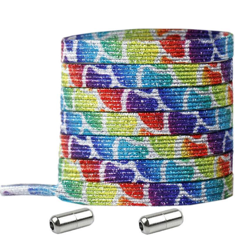 No Tie Locked Elastic Shoelace Shoe Lace Lazy Laces Sneakers Sports - NO.4 Rainbow Pink