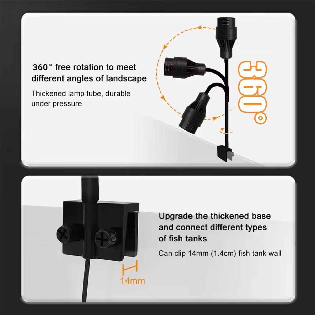 Fish Tank Clamp Light Special Focus Aquarium Lamp for Viewing Landscape Lighting - 16.8W