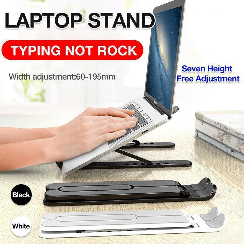 Adjustable Folding Laptop Stand for Desk Portable Tablet Holder Riser Bracket - Black