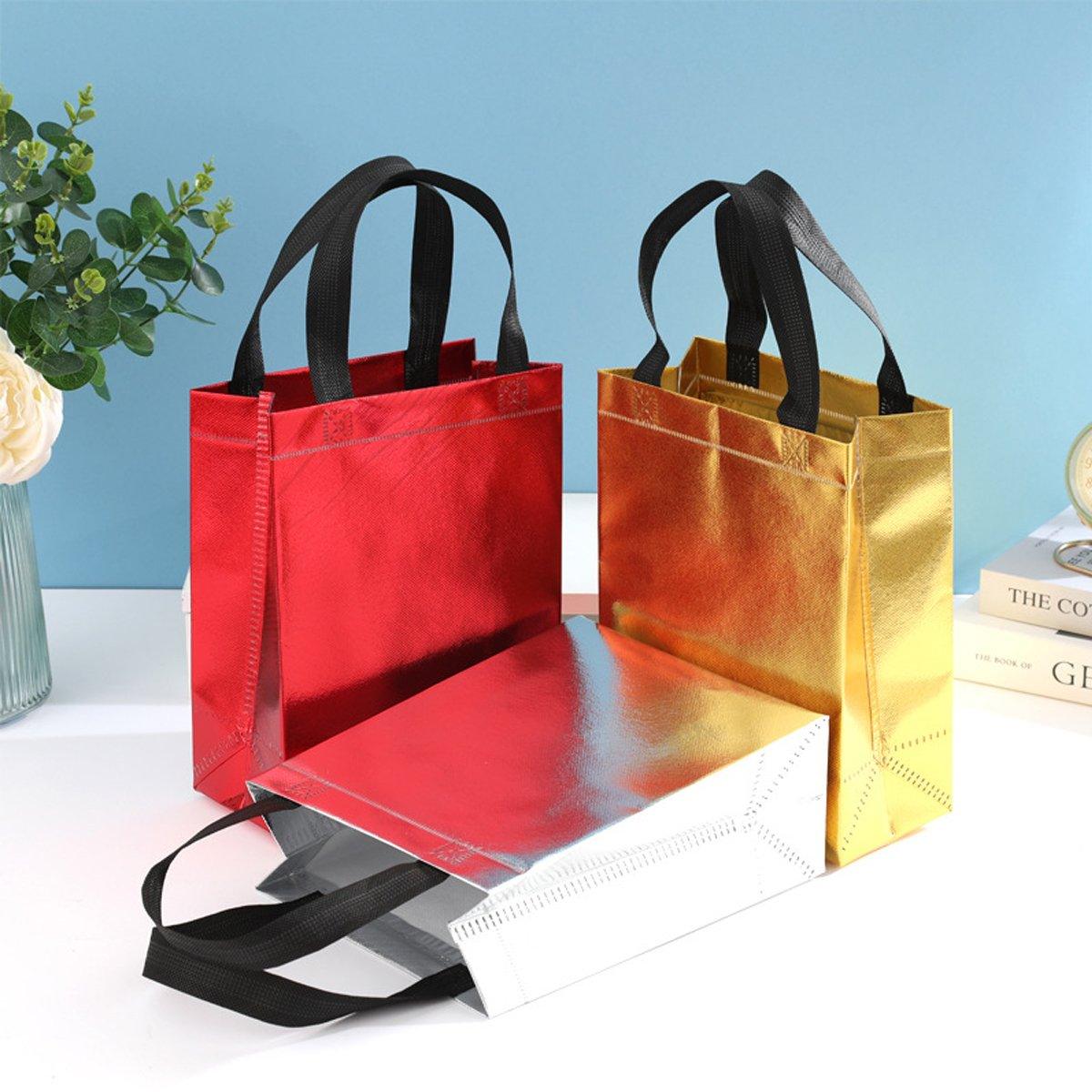 24pcs Laser Non Woven Gift Bags Tote Bags for Party Favor Wedding and Birthday - Rose Red