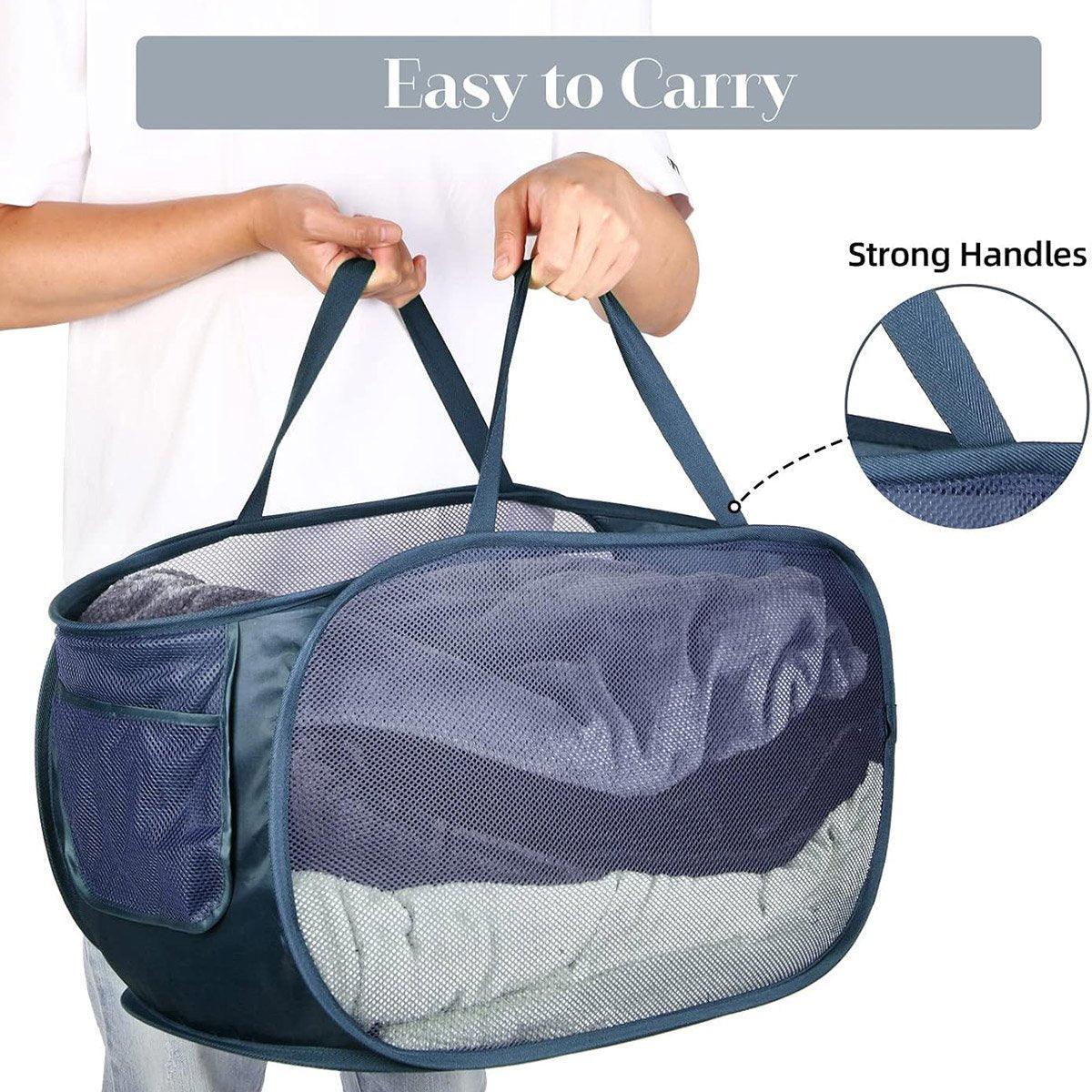 Large Folding Laundry Basket Collapsible Storage Organizer Dirty Clothes Hamper - Pink