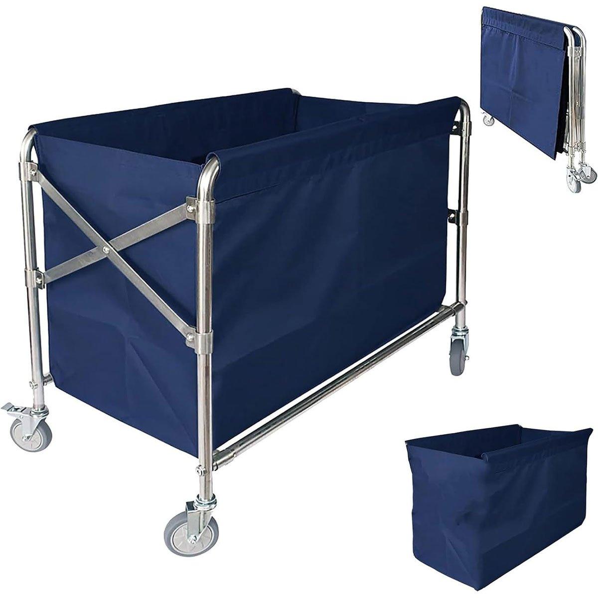 Folding Linen Trolley with Hand Push Design for Storage Room Cleaning Service