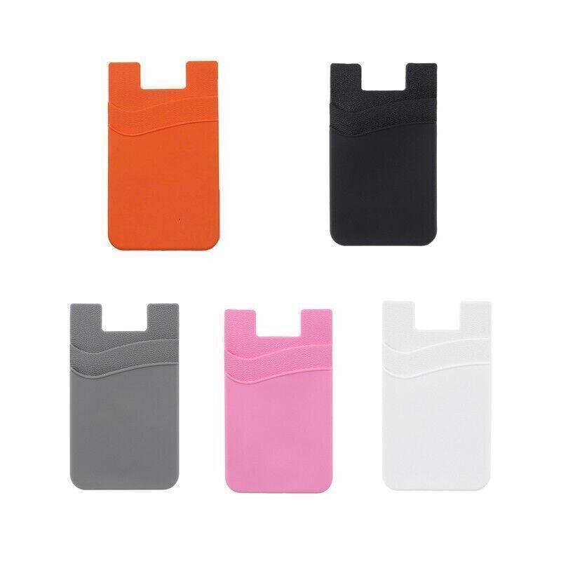 Silicone Phone Card Holder Double Layer Adhesive Wallet with 3M Backing - Black