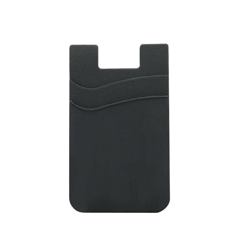 Silicone Phone Card Holder Double Layer Adhesive Wallet with 3M Backing - Black