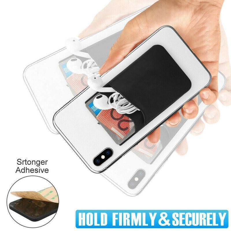 Silicone Phone Card Holder Double Layer Adhesive Wallet with 3M Backing - Purple